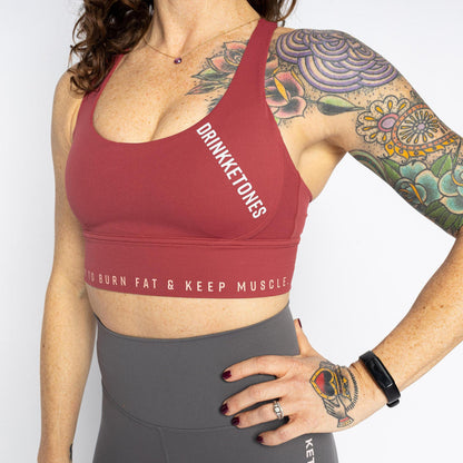 Burn Fat. Drink Ketones Sports Bra *Pinot Noir*